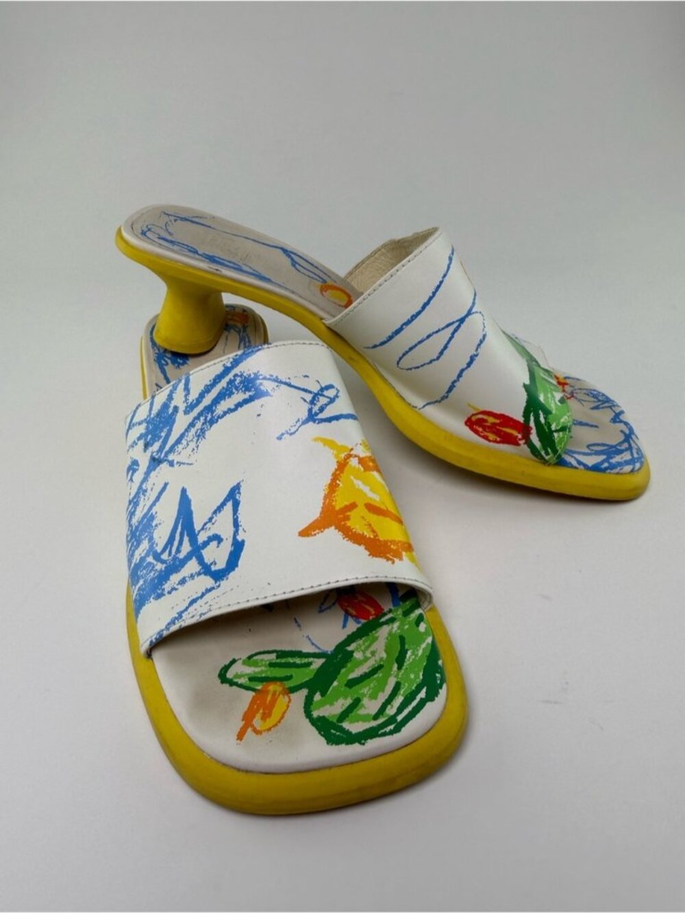 Camper Twins Printed Leather Slide Mule Sandals Size EU 38 = Women’s US 7.5 - Picture 12 of 16